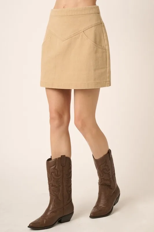 Zipper Back Twill Mini Skirt, image 3