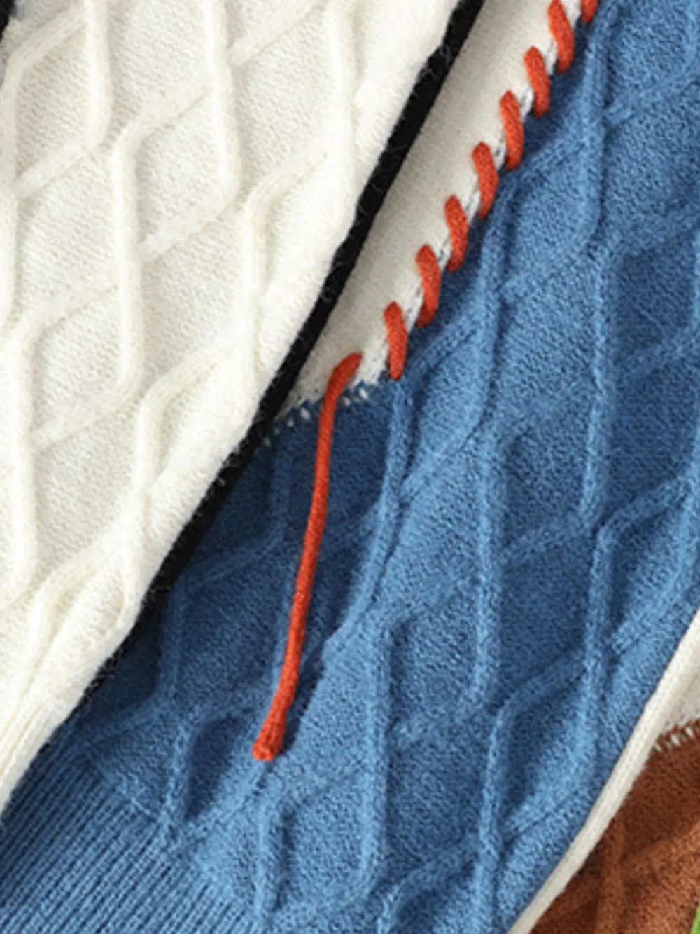 Men's Plus Size Color Block Cable Knit Sweater, image 5