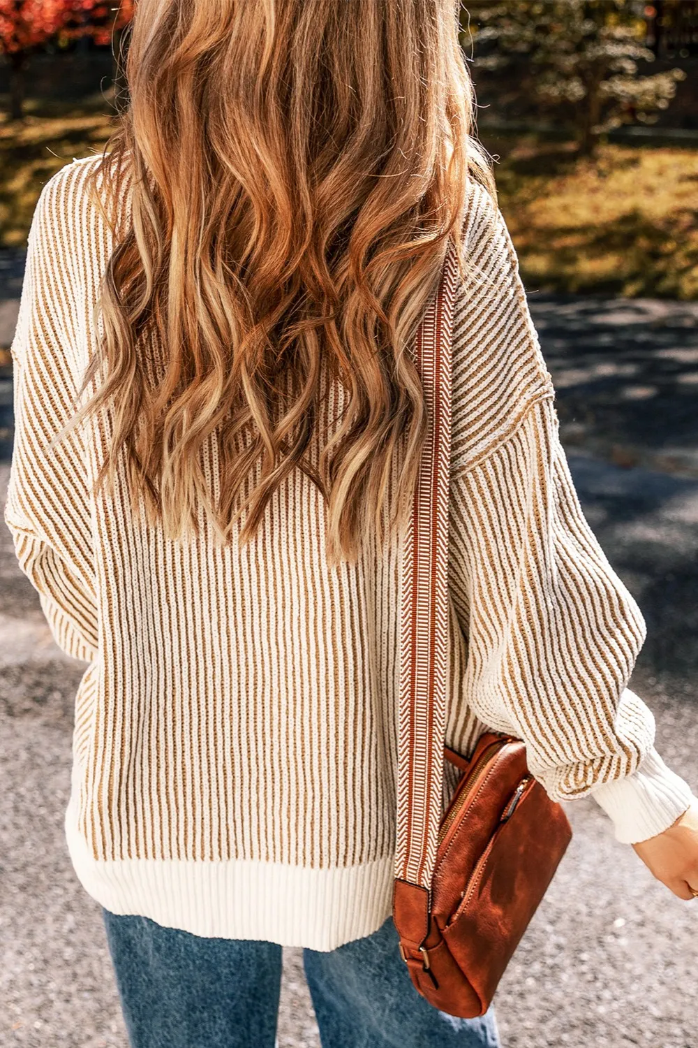 Round Neck Dropped Shoulder Sweater, image 7