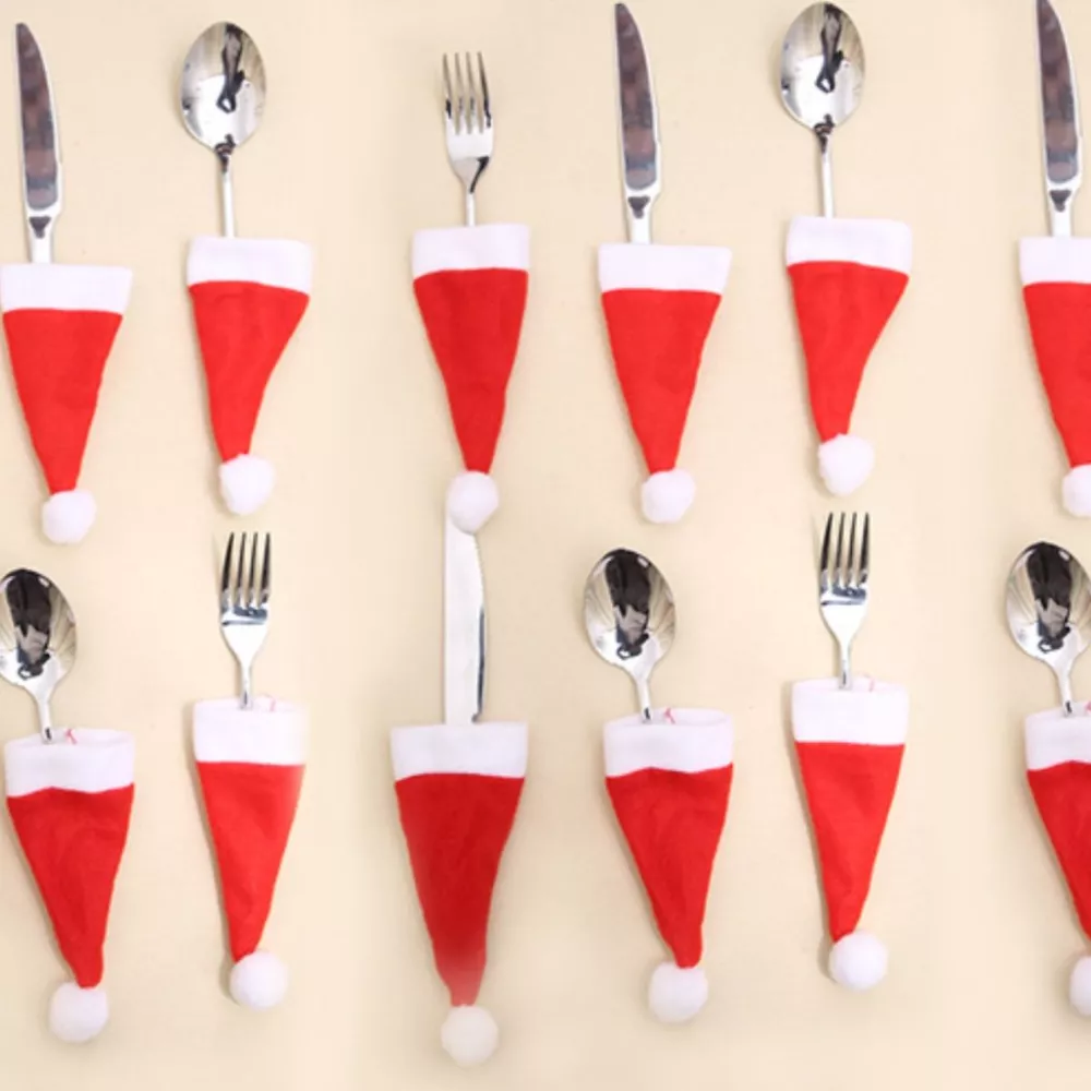 Christmas Santa Hat Cutlery Holders Decorative Table Setting, image 4