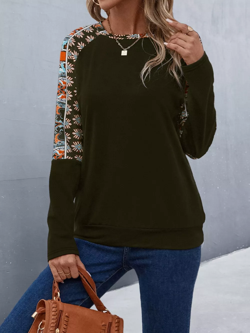 Printed Raglan Sleeve Round Neck T-Shirt, image 7