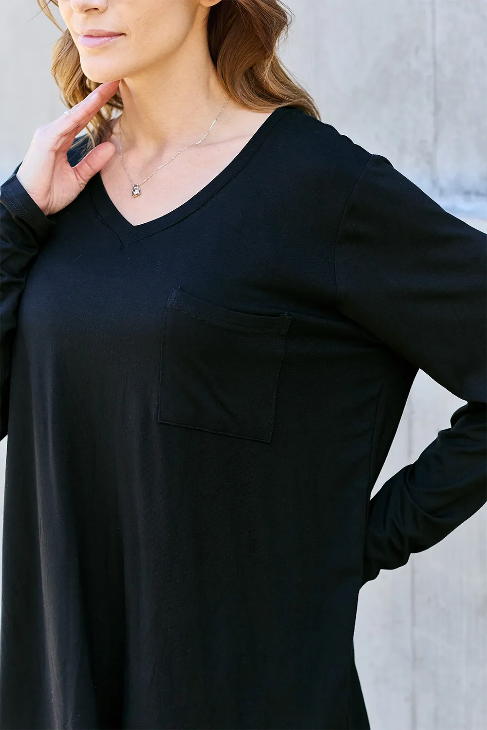 Full Size V-Neck Long Sleeve Top, image 11
