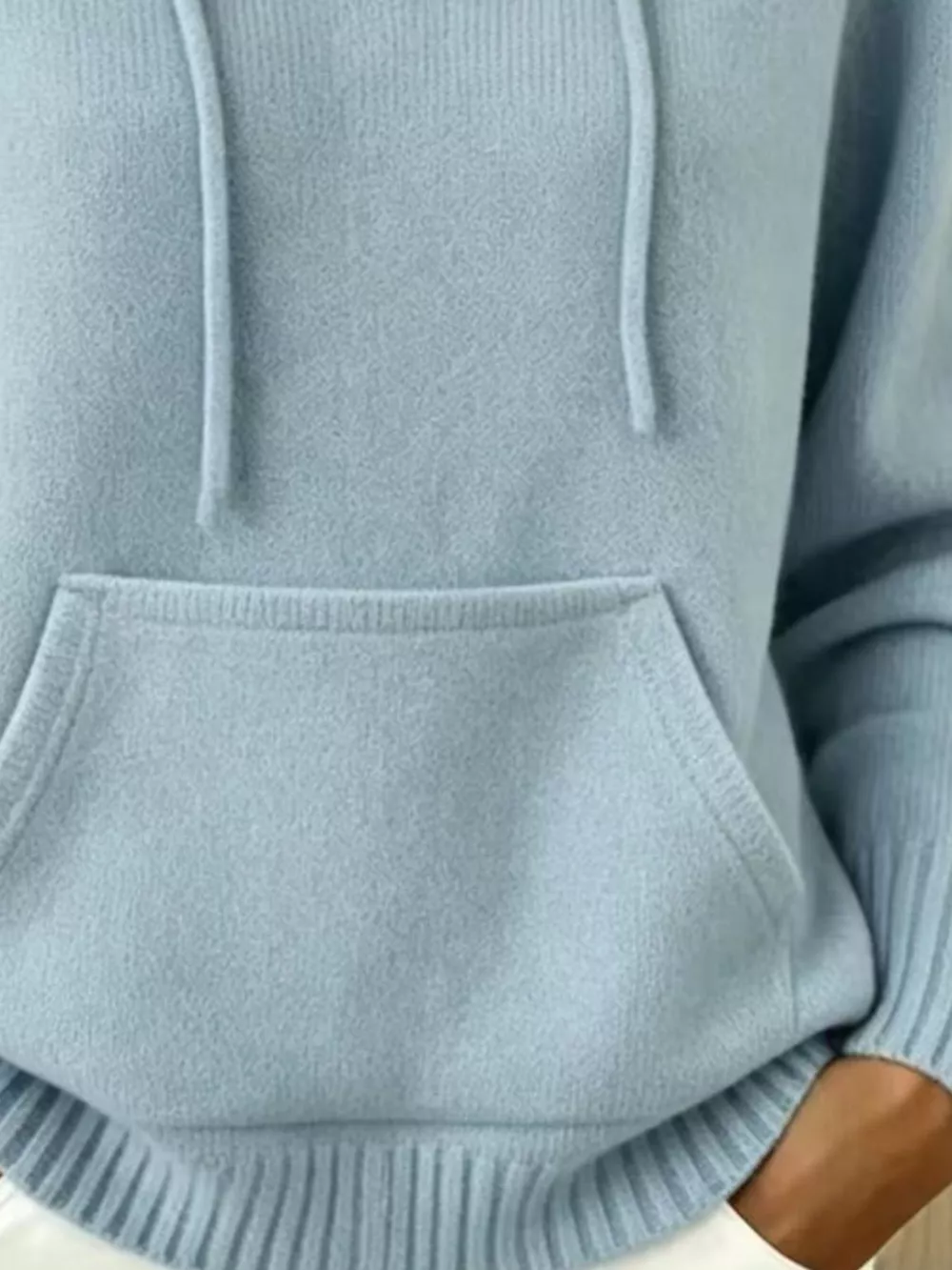 Full Size Drawstring Kangaroo Pocket Hooded Sweater Plus Size, image 30