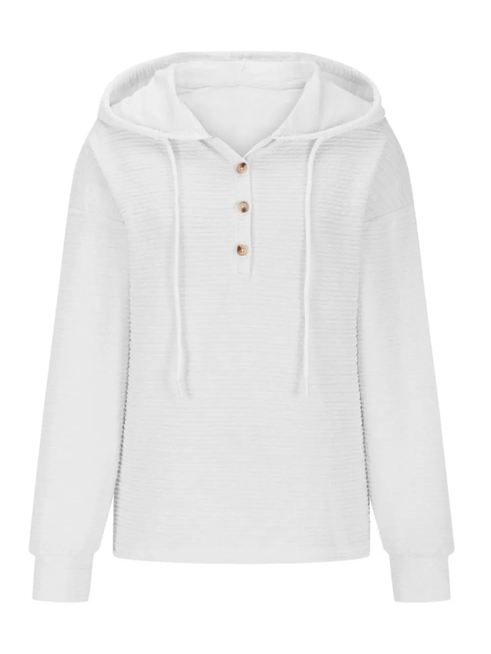 Drawstring Quarter Button Long Sleeve Hoodie, image 26