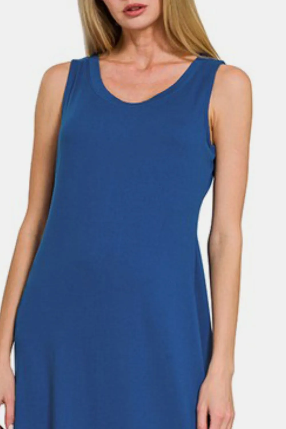Scoop Neck Wide Strap Tank Dress, image 2