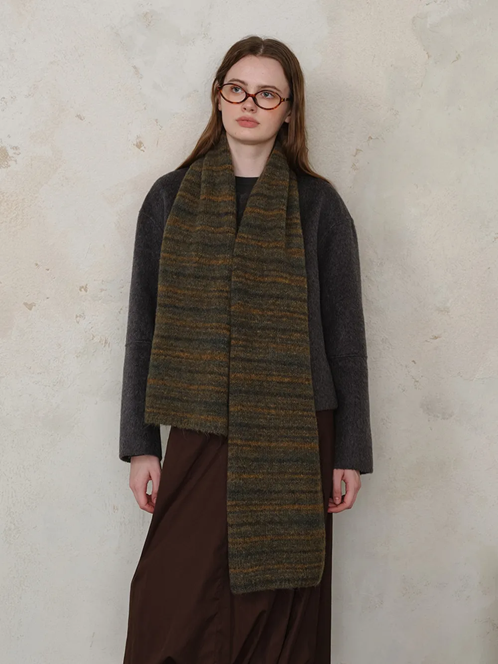 Striped Detail Knit Scarf, image 9