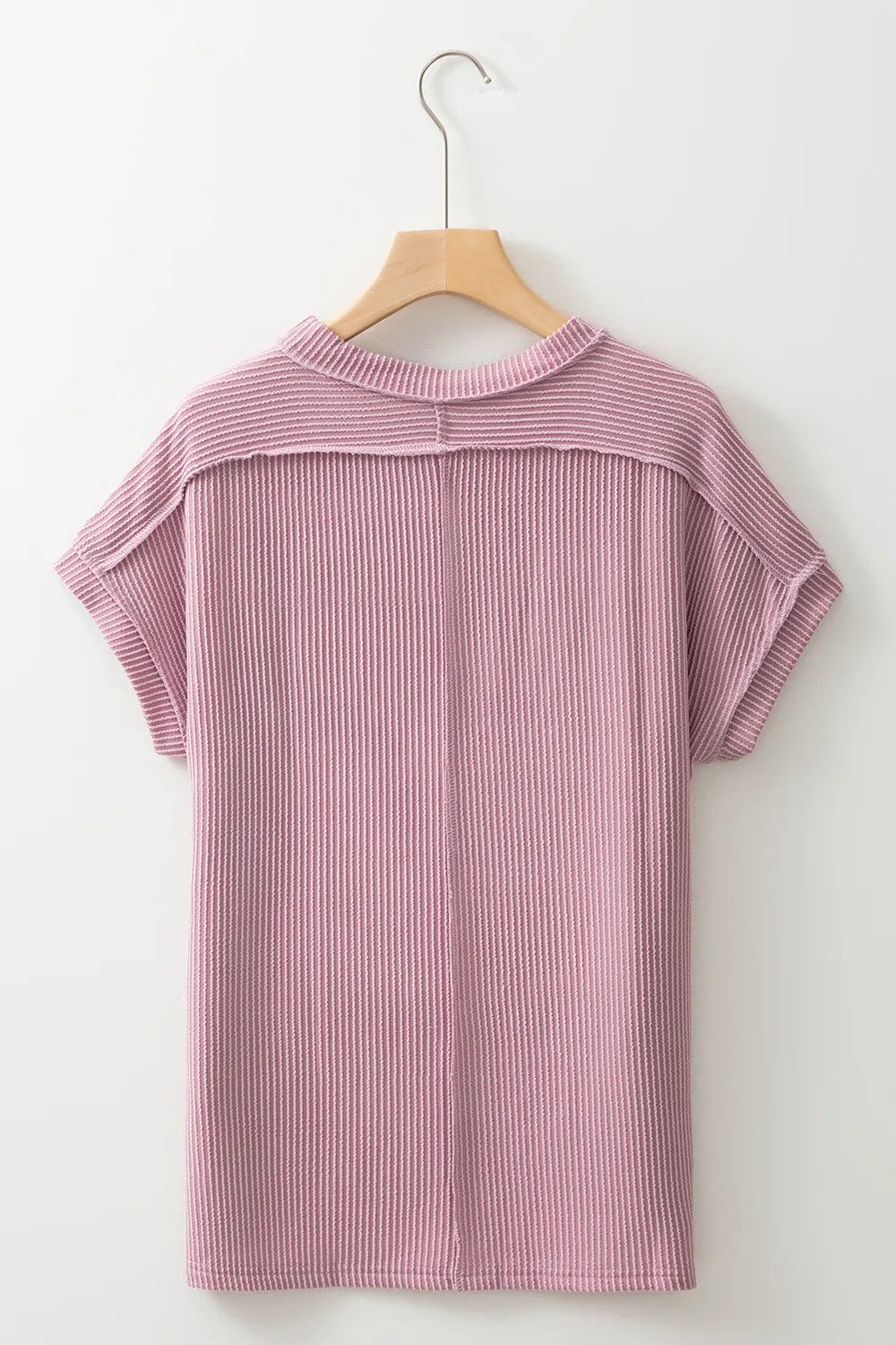 Casual Ribbed Short Sleeve Round Neck T-Shirt, image 11