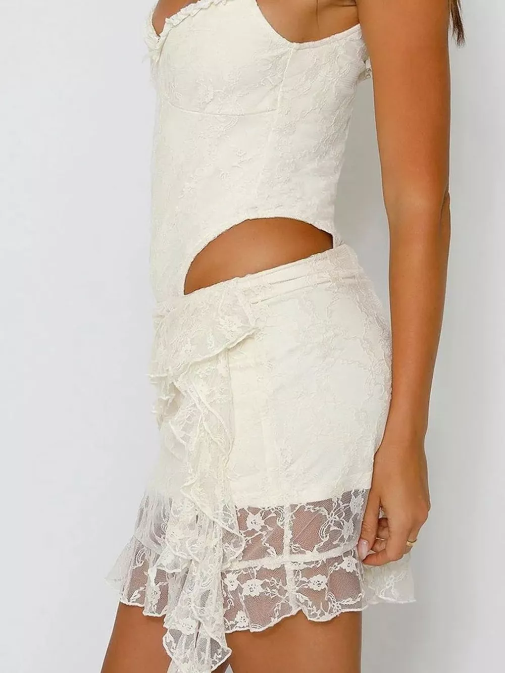 Ruffled Lace Mini Skirt, image 4