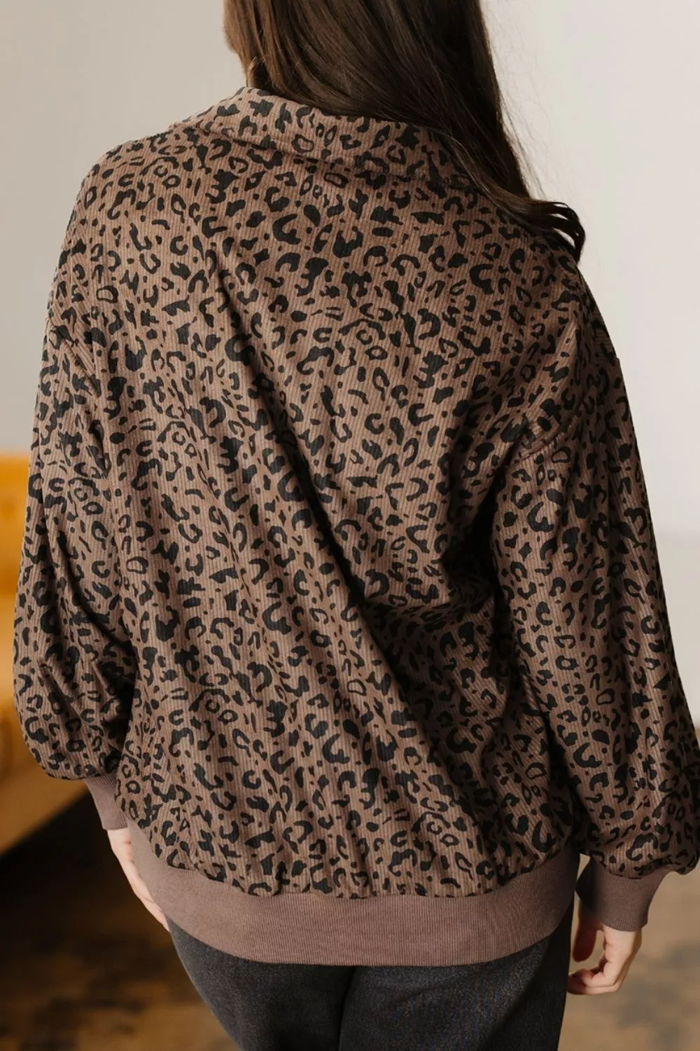 Leopard Print Quarter-Zip Sweatshirt, image 3