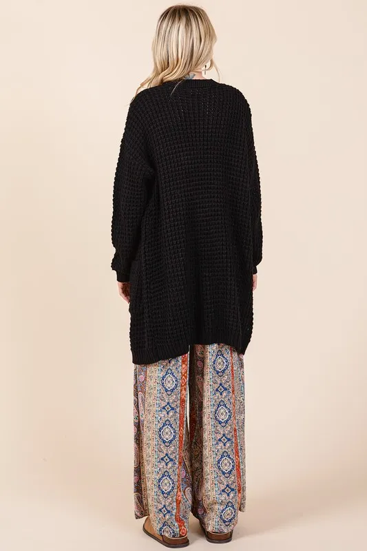 Open Front Long Sleeve Longline Cardigan, image 4