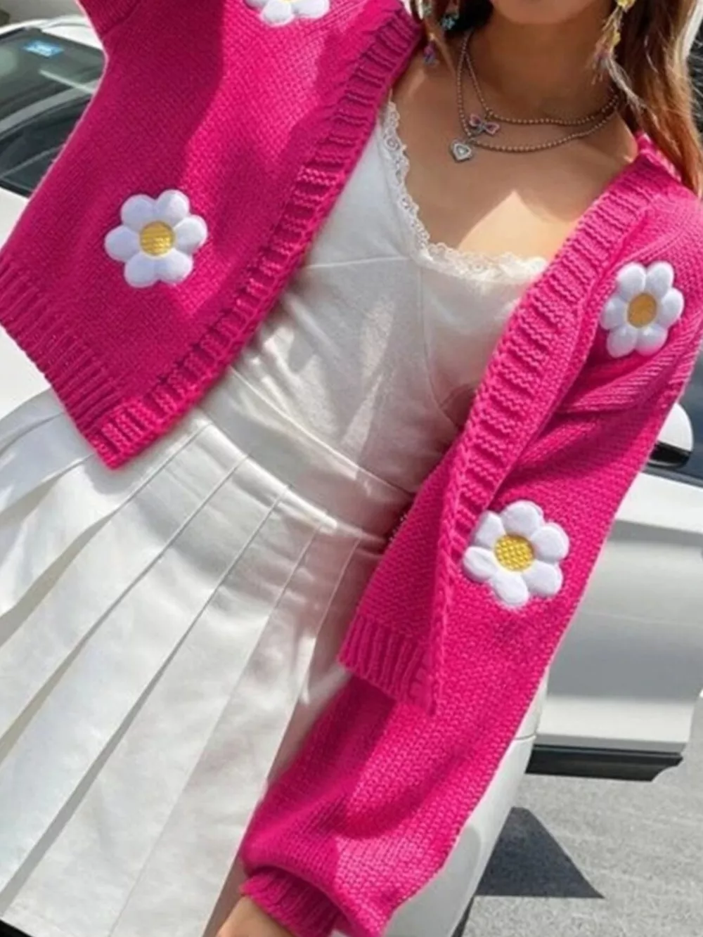 Floral Open Front Knit Cardigan, image 11