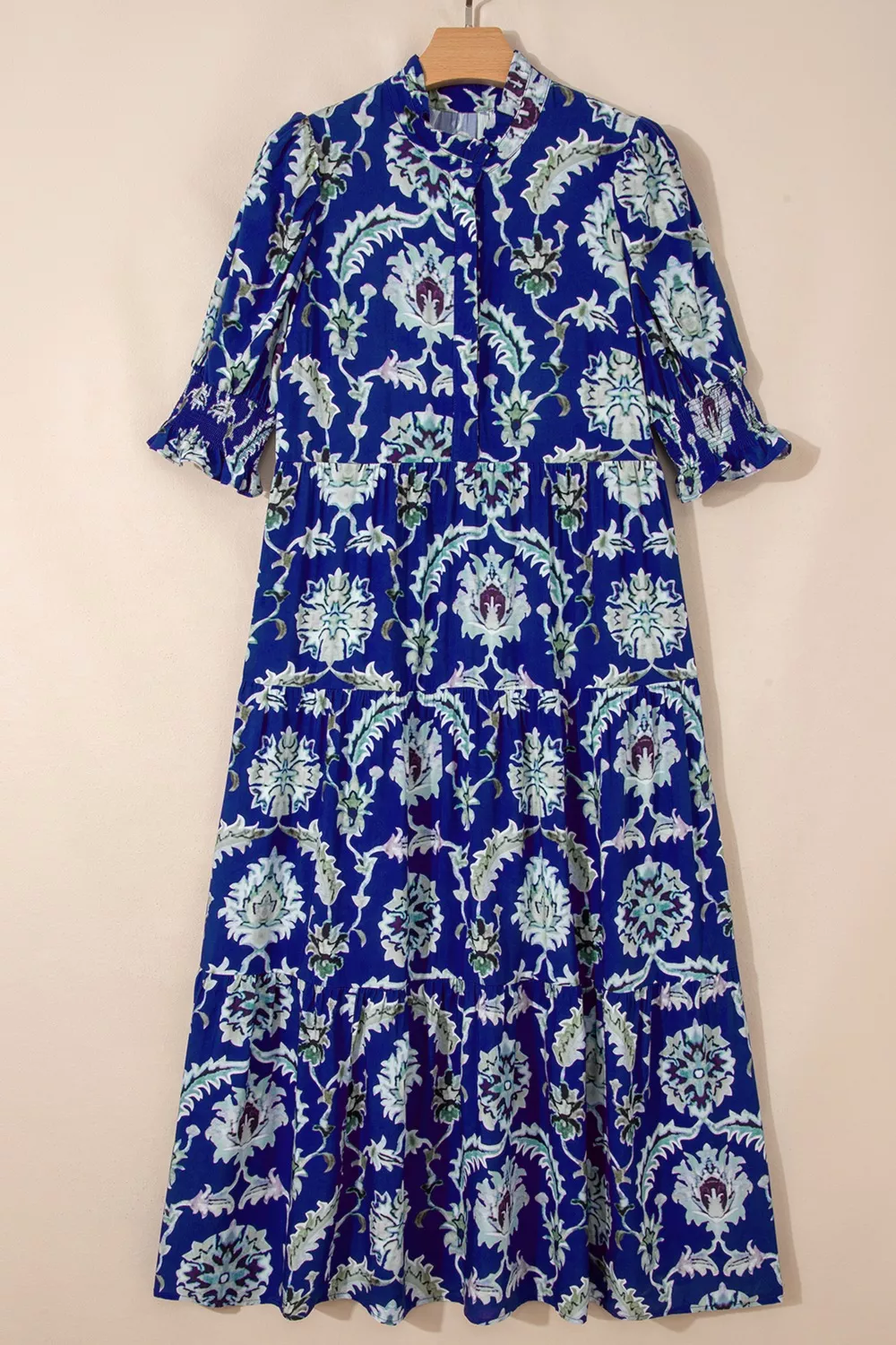Wild Floral Print Frilled Collar Half Sleeve Dress, image 7