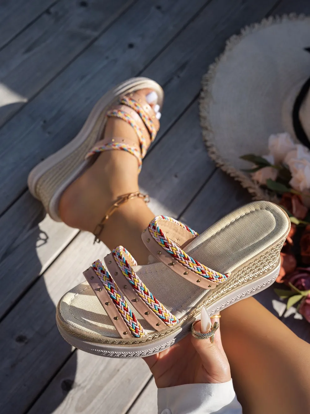Open Toe Platform Wedge Sandals, image 2