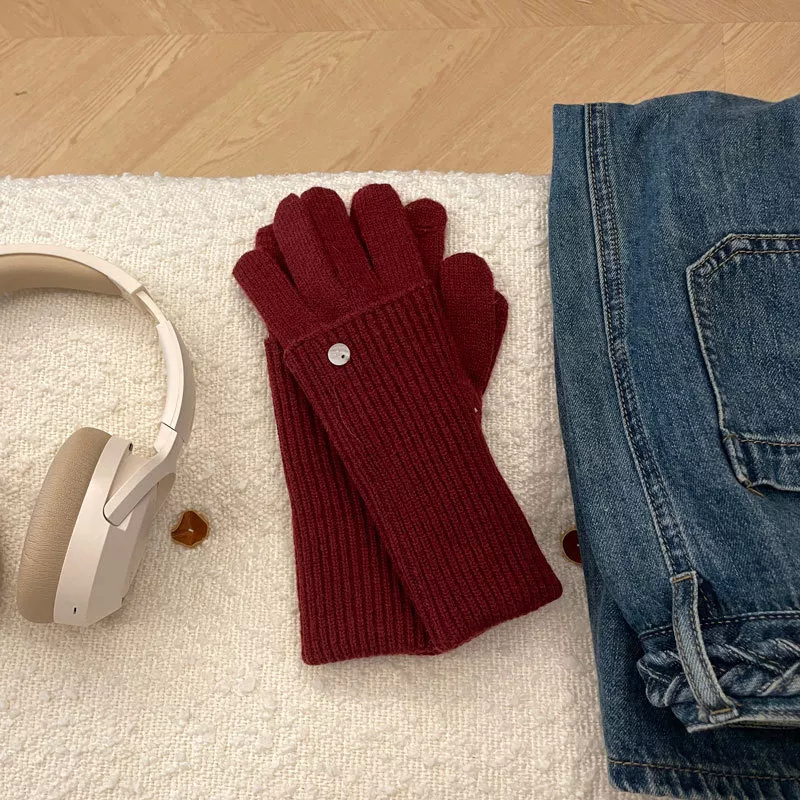 Ribbed Knit Touchscreen Gloves