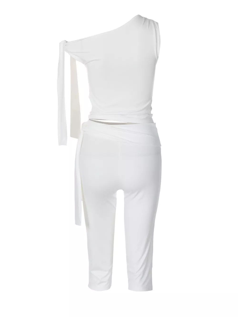 Tied One Shoulder Top and Capris Set, image 5