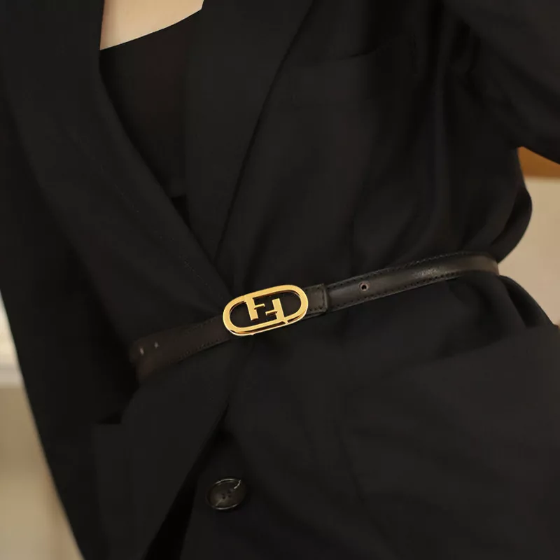 Leather Belt with Golden Buckle, image 2
