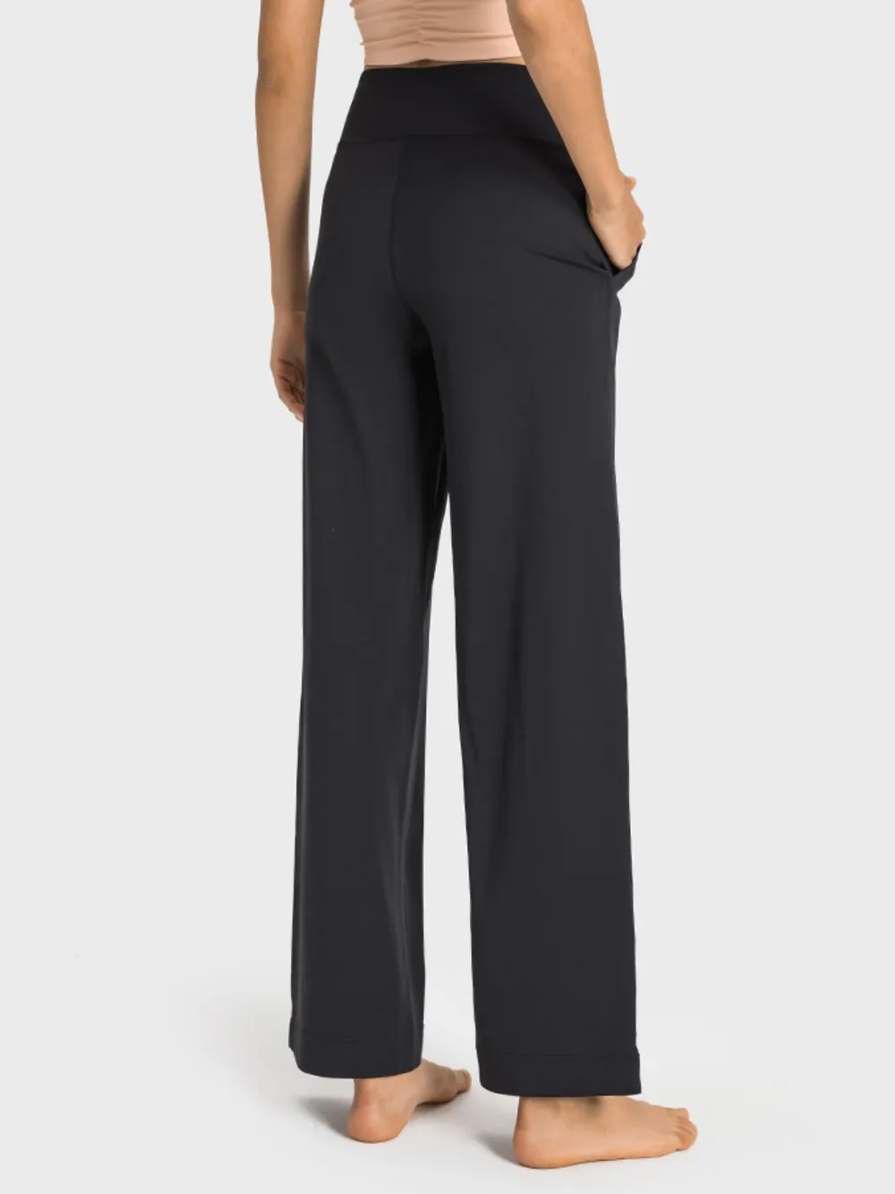 Drawstring Waist Wide Leg Sports Pants with Pockets, image 7