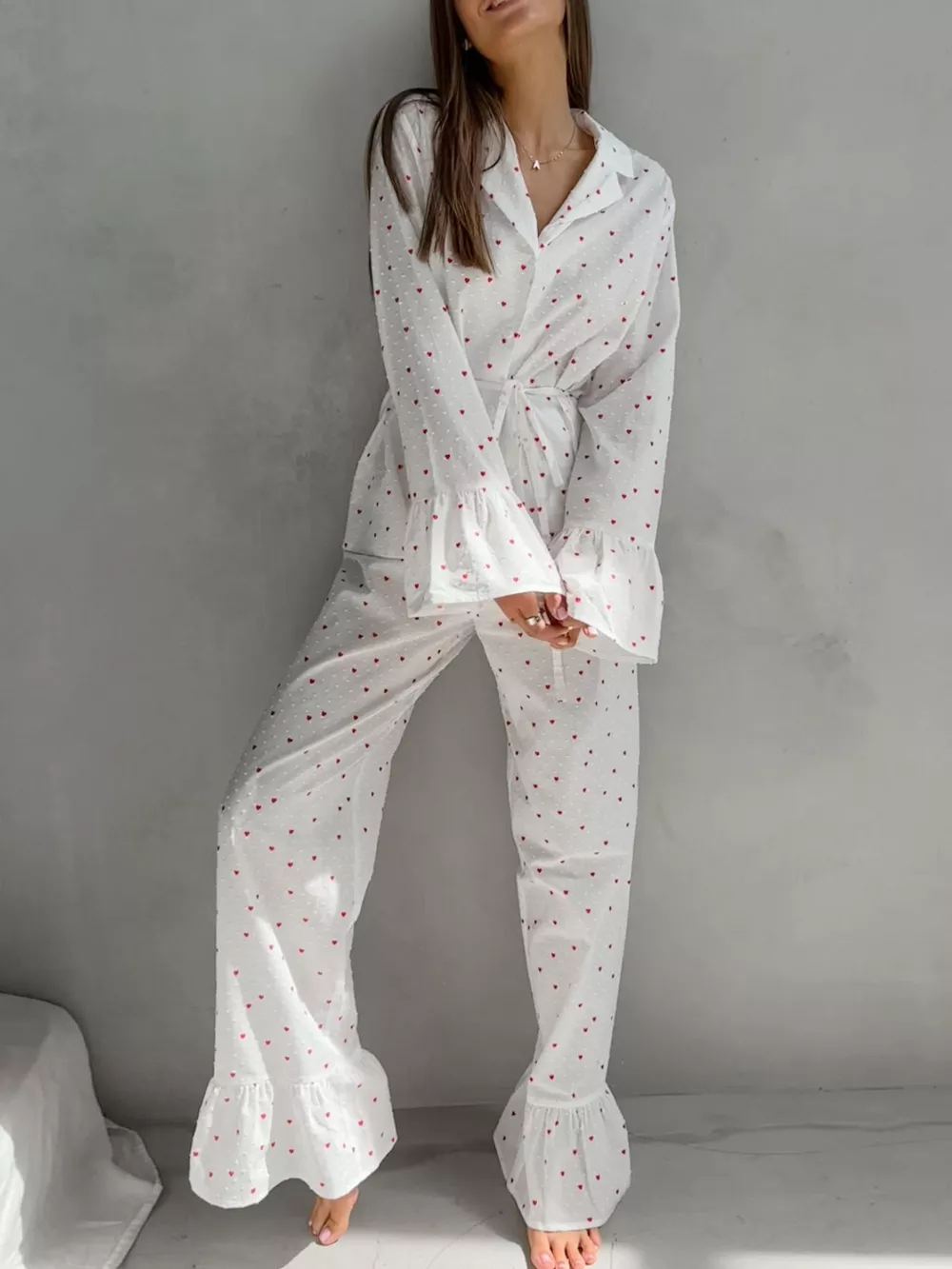 Heart Print Long Sleeve and Pants Lounge Set, image 3