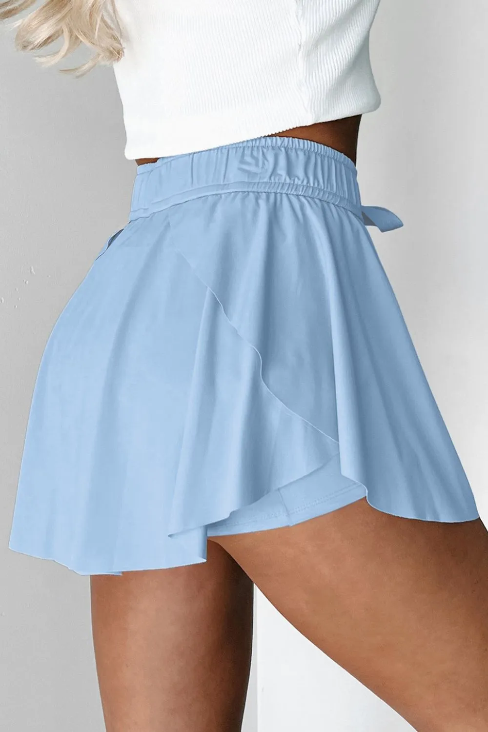 Drawstring High Waist Lined Active Skorts, image 7