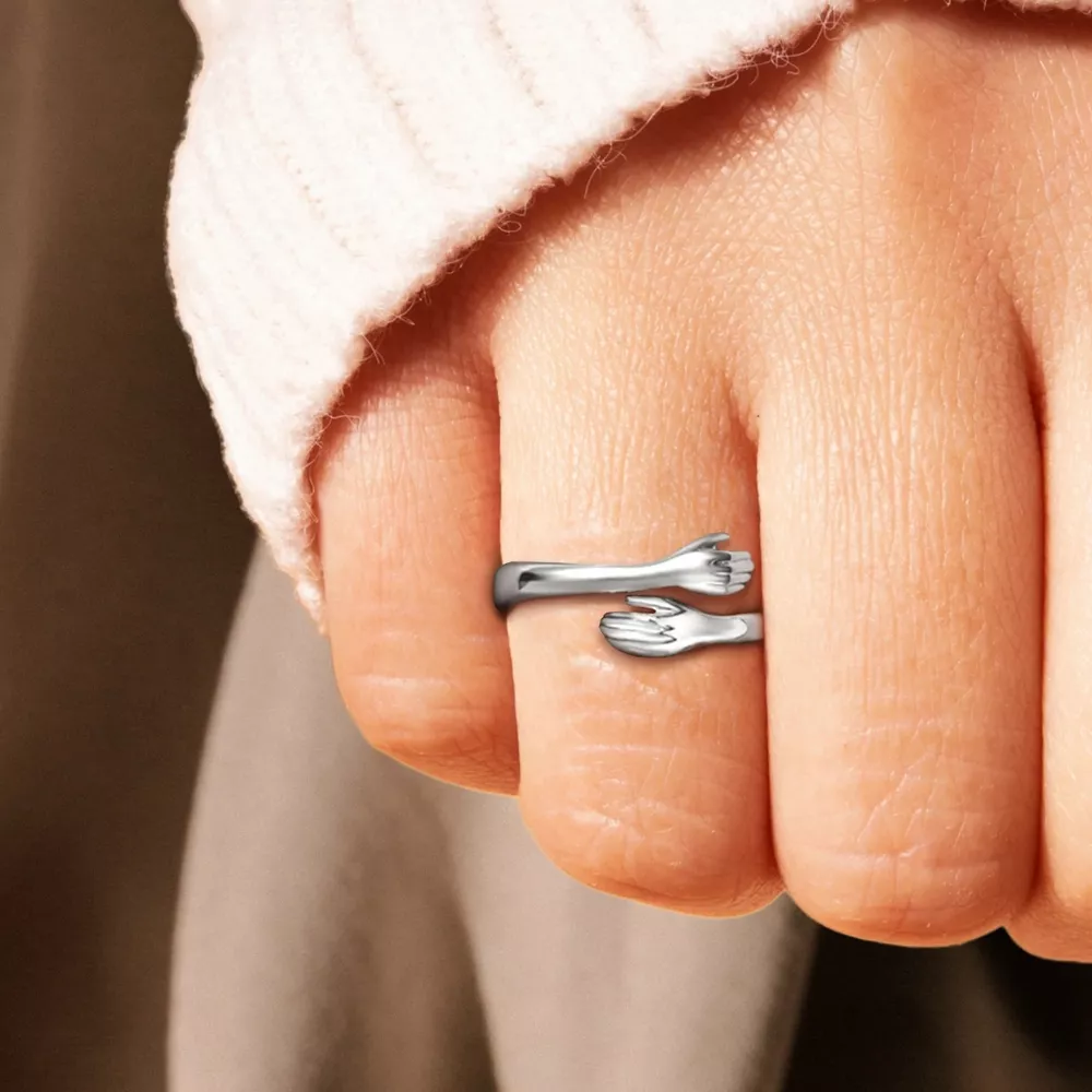 925 Sterling Silver Hug Bypass Ring, image 2