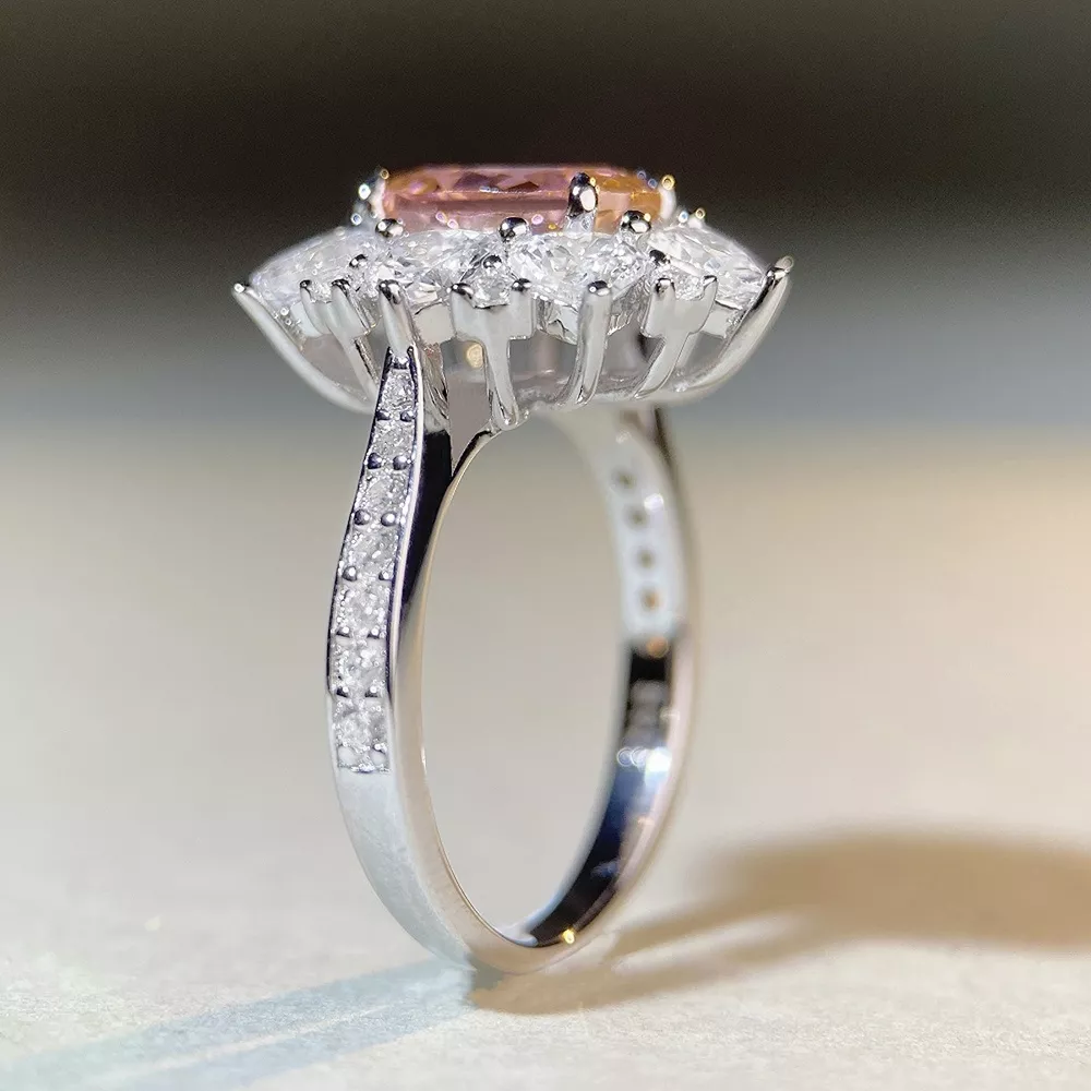 925 Sterling Silver Zircon Flower Ring, image 3