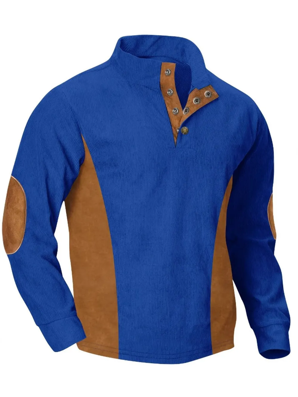 Men's Full Size Contrast Quarter Snap Long Sleeve Top Plus Size, image 4