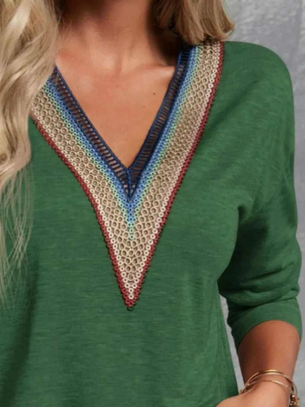 V-Neck Long Sleeve T-Shirt, image 10