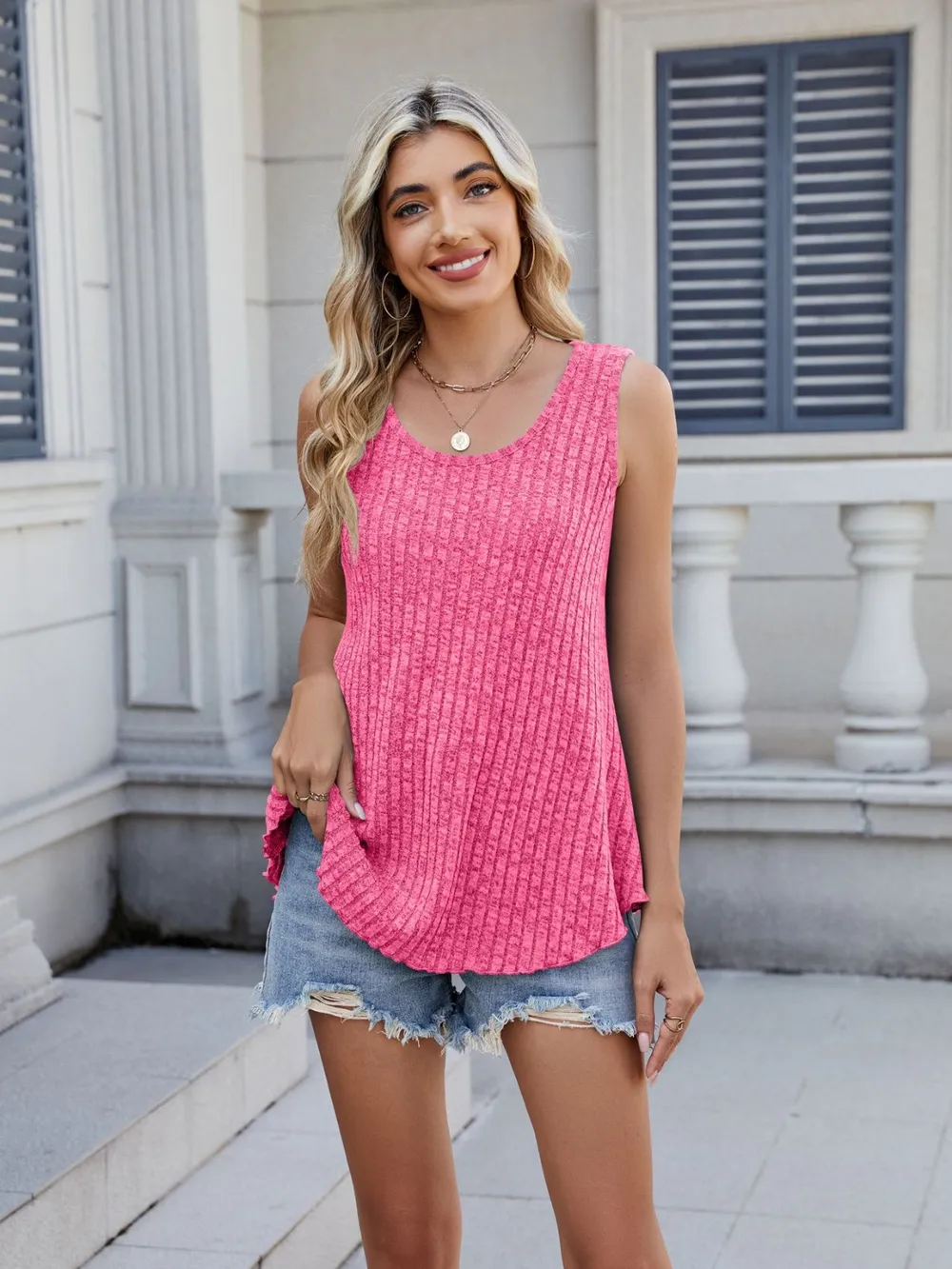 Ribbed Round Neck Tank, image 4