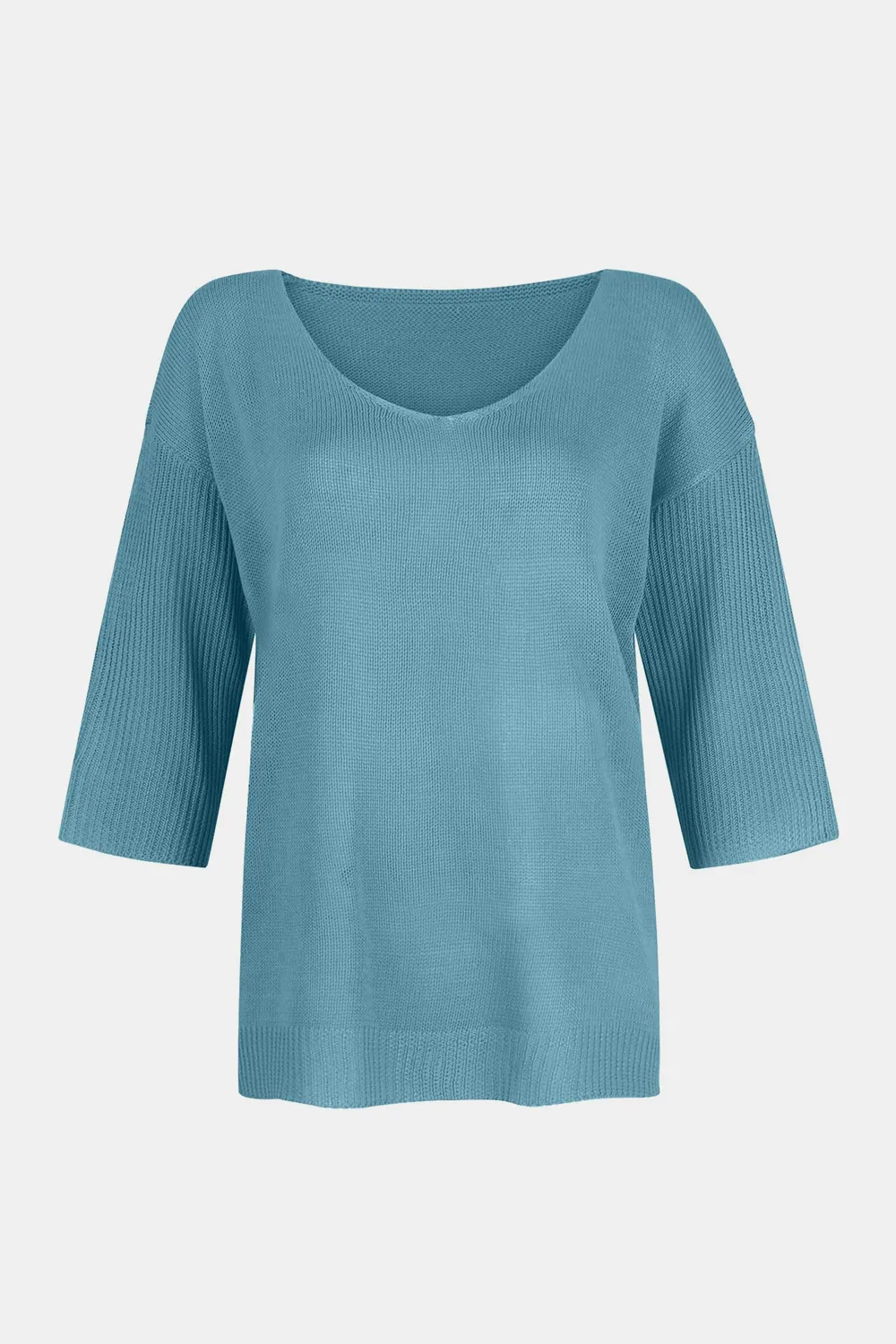 V-Neck Three-Quarter Sleeve Knit Top, image 11