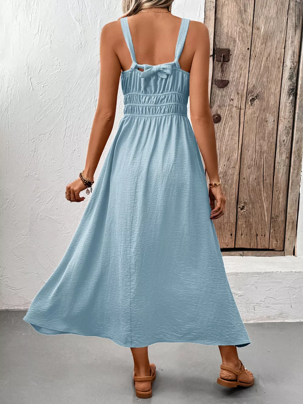 Sleeveless Smocked Casual Midi Dress, image 4