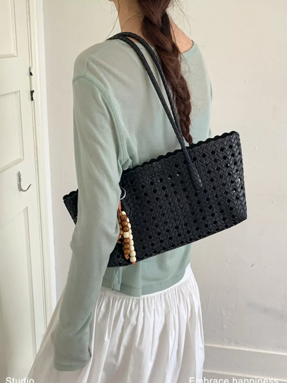 Woven Hollow-Out Shoulder Bag, image 3