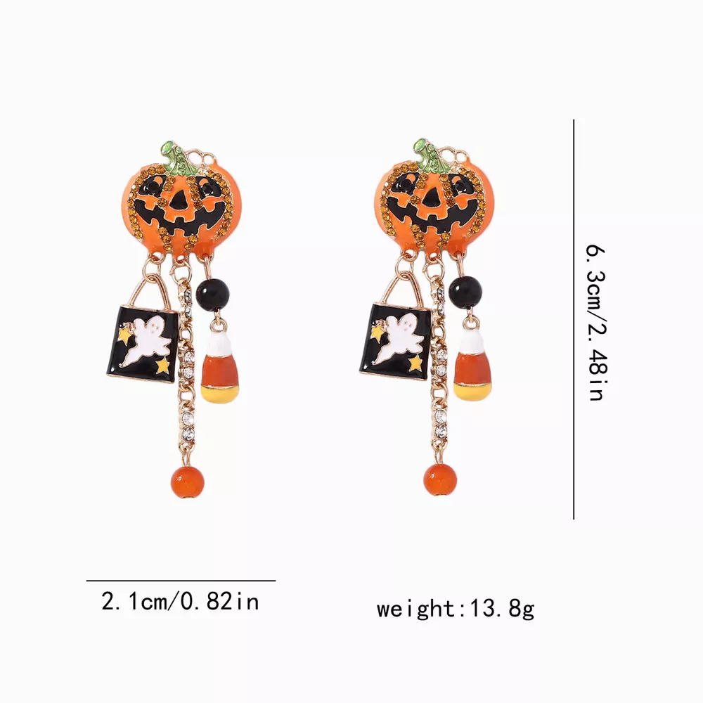 Halloween Pumpkin Ghost Dangle Earrings, image 6