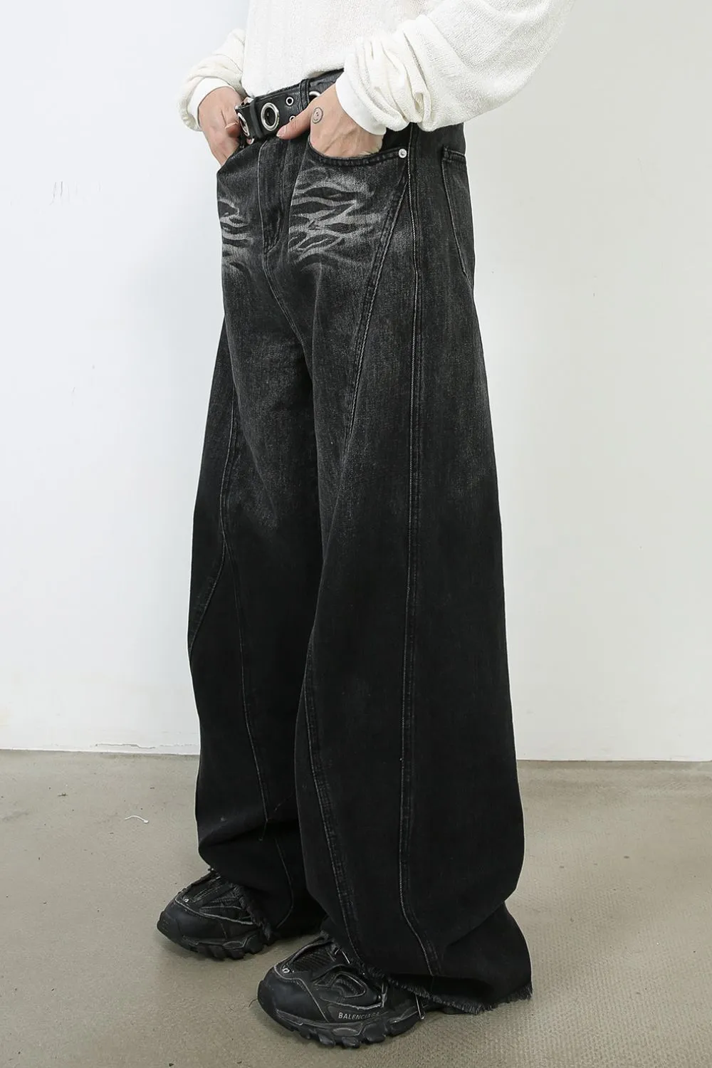 Men's Wide Leg Jeans with Pockets, image 4