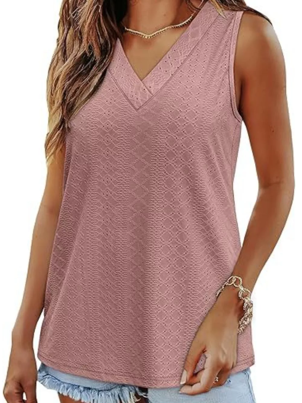 Eyelet V-Neck Tank, image 12