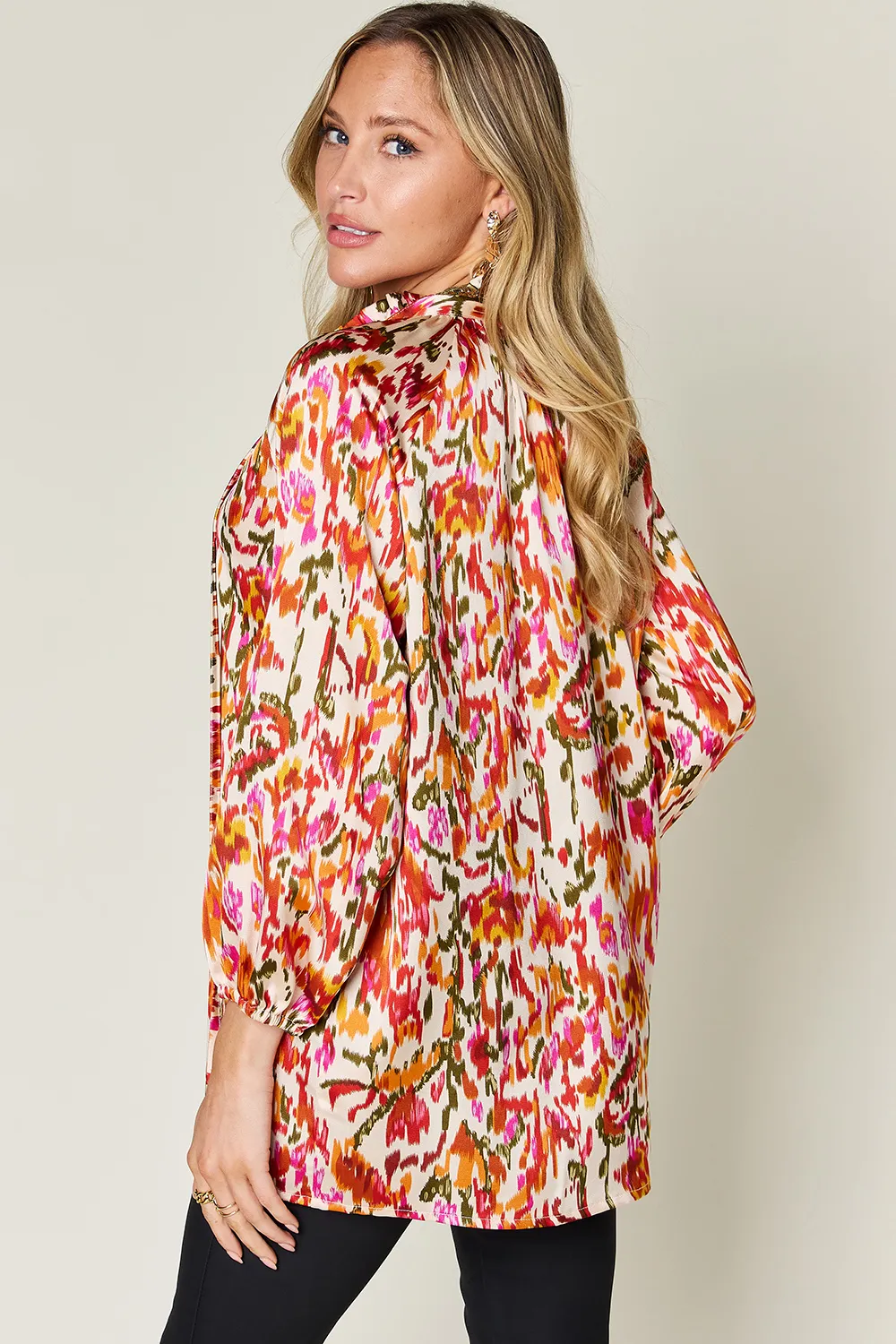 Full Size Printed Button Up Long Sleeve Shirt, image 3