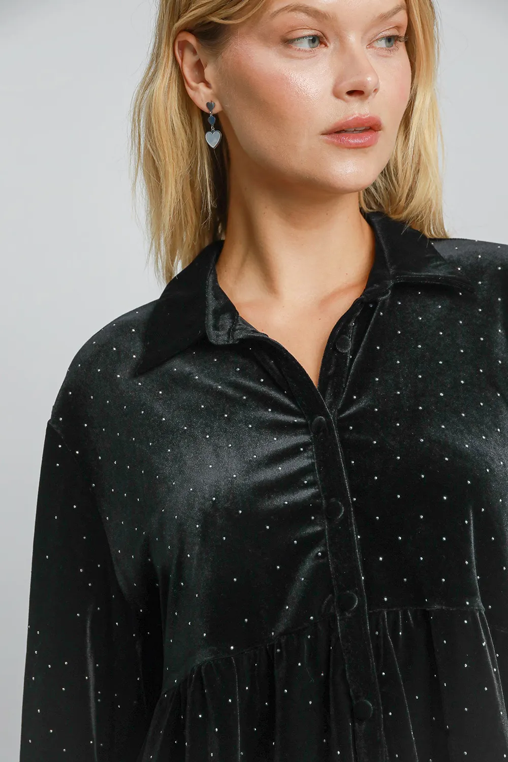 Full Size Polka Dot Button Up Half Sleeve Shirt, image 6