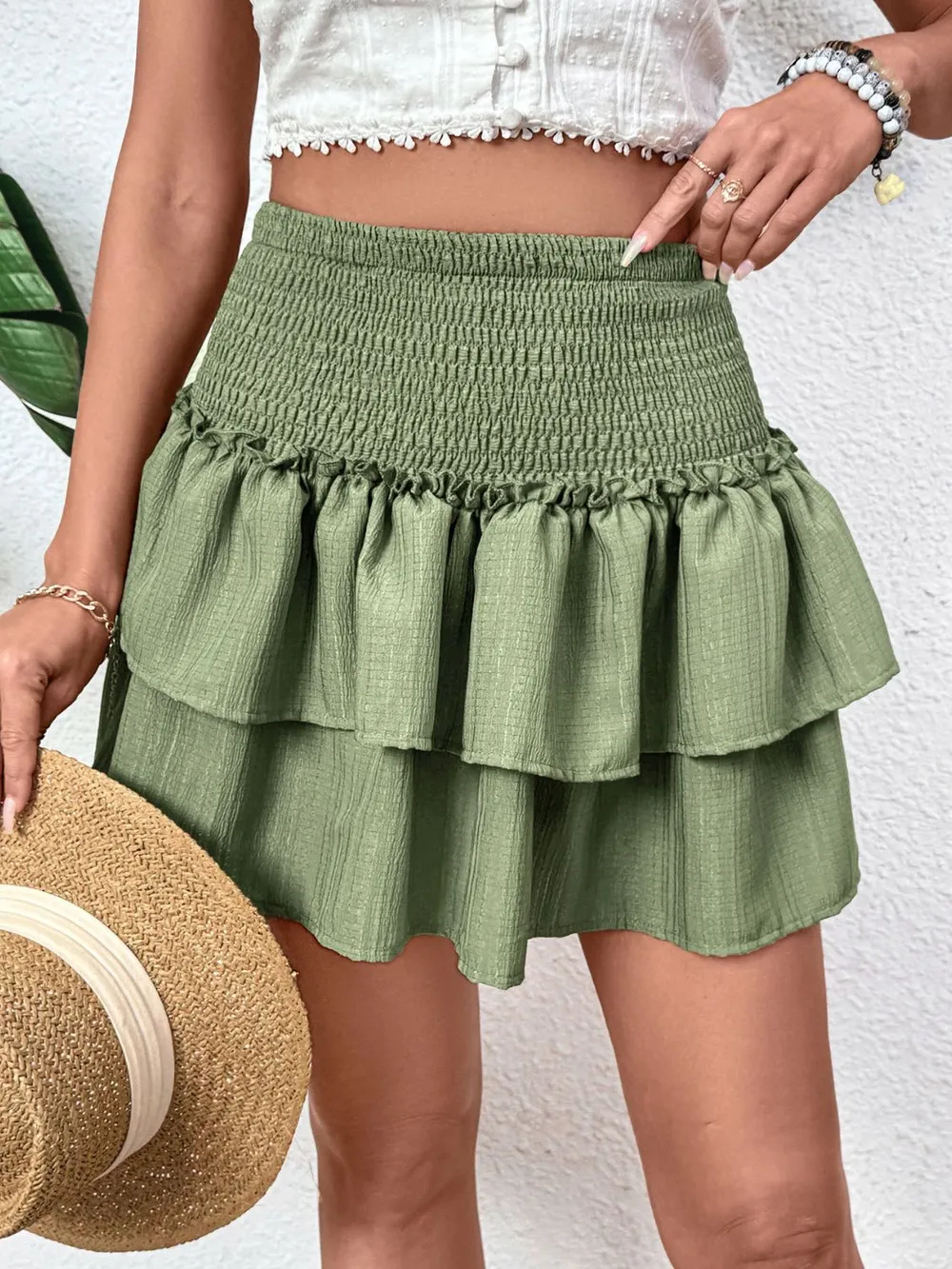 Layered Smocked Mini Skirt, image 3