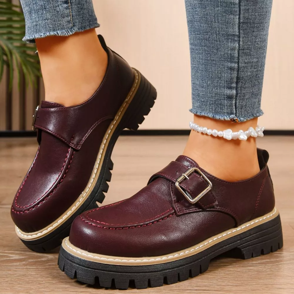 Round Toe Buckle Loafers, image 5