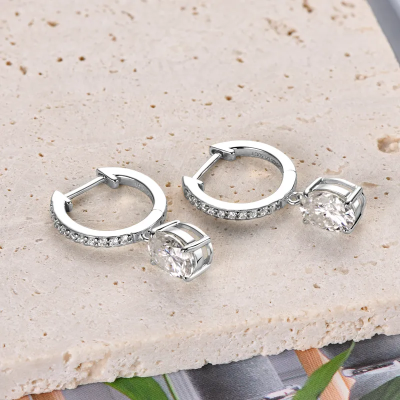 3 Carat Moissanite 925 Sterling Silver Earrings, image 4
