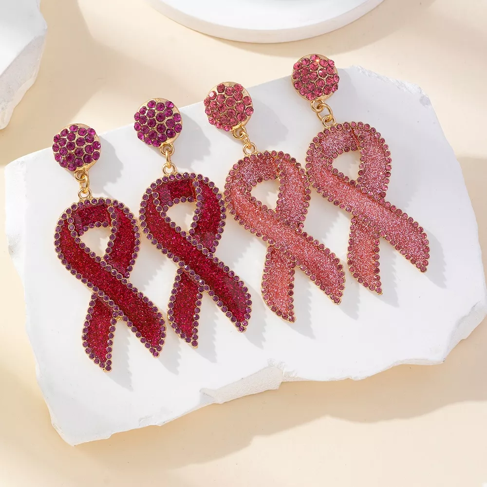 Rhinestone Ribbon Drop Earrings, image 2