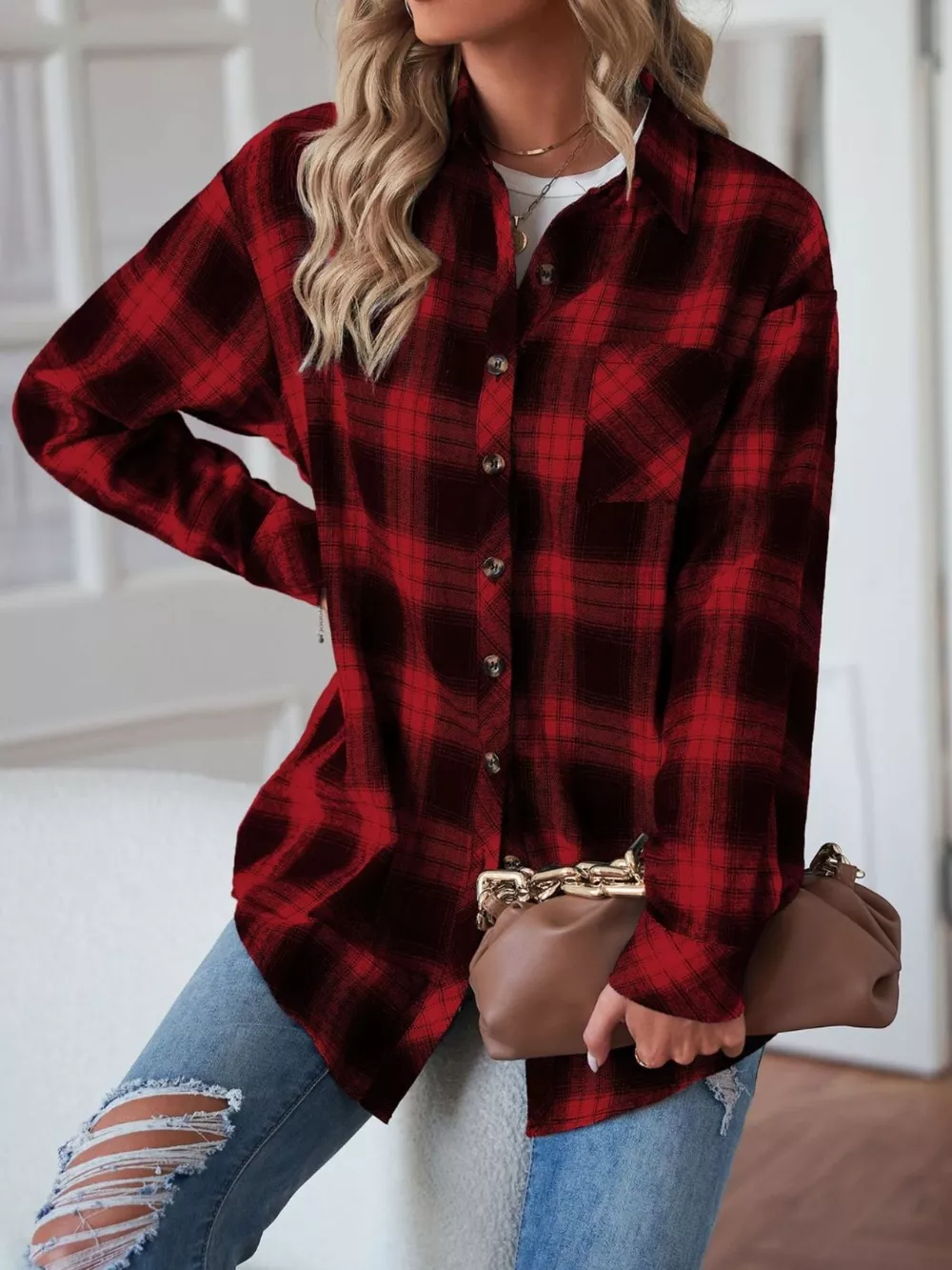 Casual Plaid Button Up Shirt, image 8