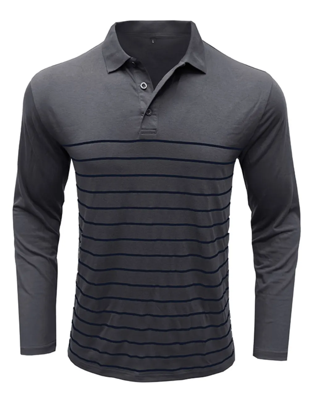 Men's Striped Long Sleeve Polo Shirt, image 5