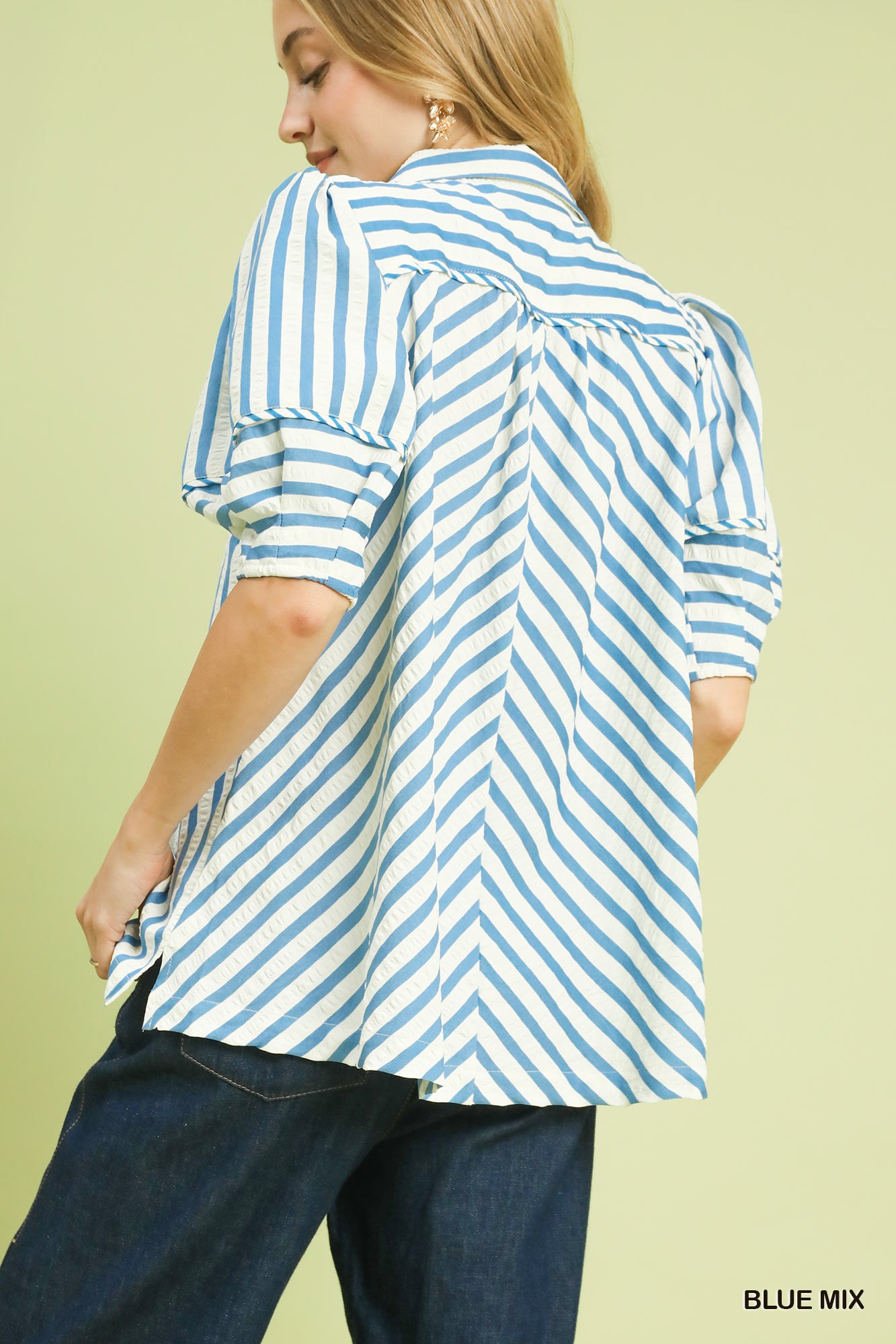 Striped Puff Sleeve Blouse, image 2