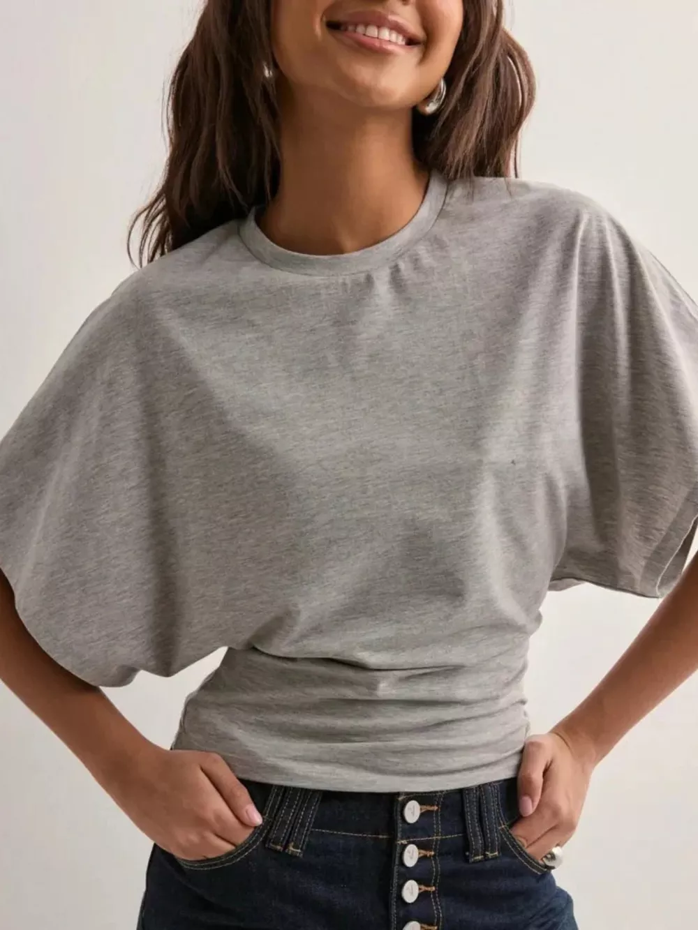Batwing Sleeve Fitted Waist T-Shirt, image 10