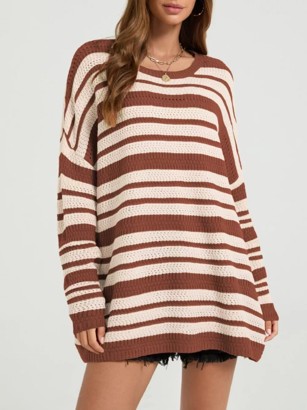 Striped Drop Shoulder Sweater, image 7
