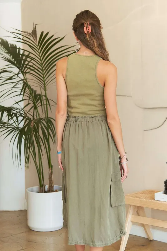 Drawstring Sleeveless Washed Dress, image 2
