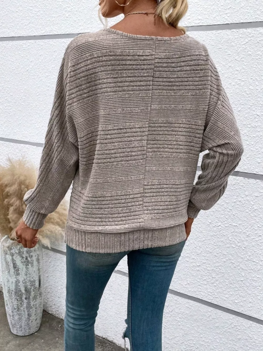 Relaxed Fit Ribbed Knit T-Shirt, image 6