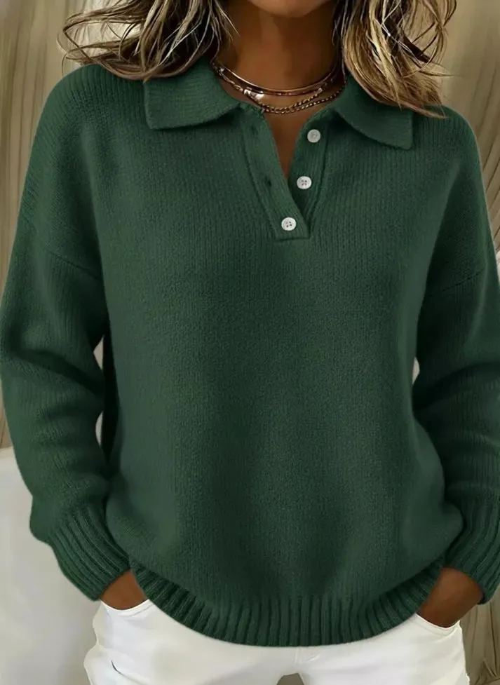 Full Size Button Detail Drop Shoulder Sweater Plus Size, image 22