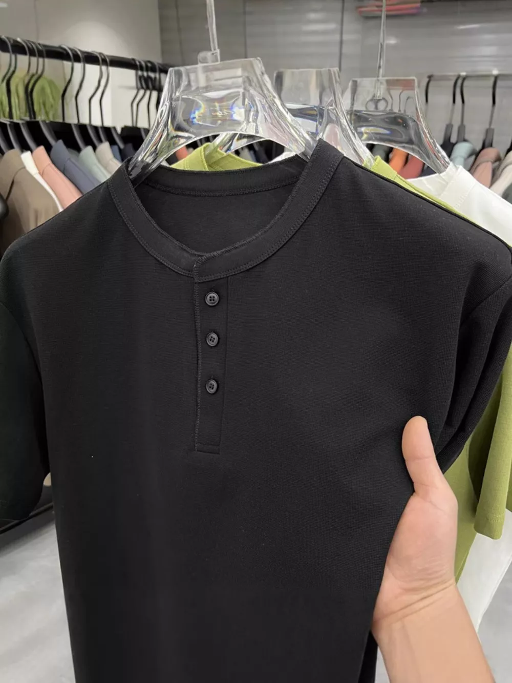 Men's Plus Size Button Detail Short Sleeve T-Shirt