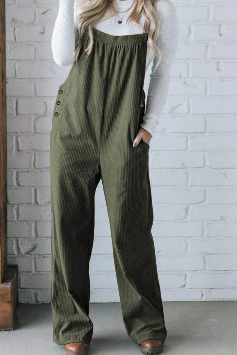 Square Neck Wide Strap Overalls, image 8